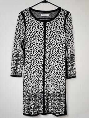 Anthropologie $170 Long Sleeve Snow Leopard Jacquard Dress